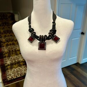 Black and Red Stone Statement Necklace